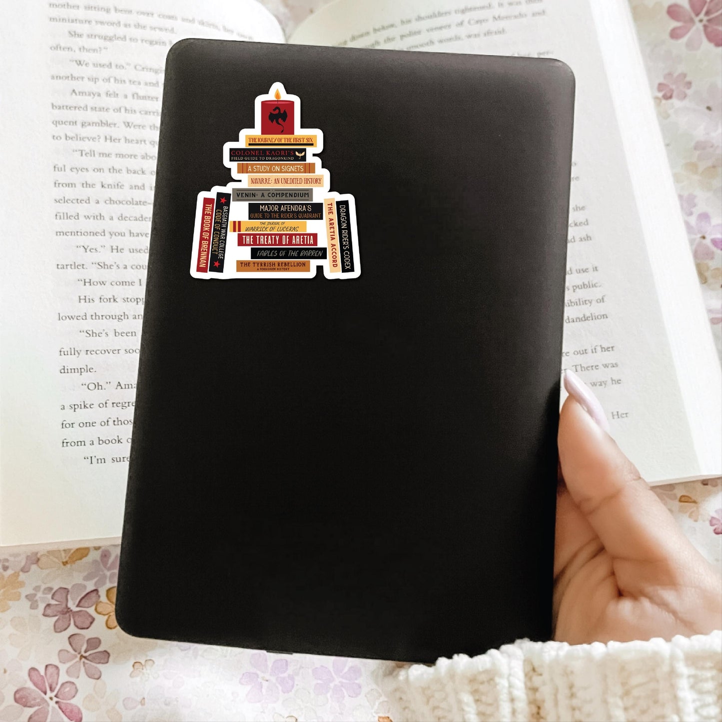 Fourth Wing Literature Book Stack Sticker, Fourth Wing, Bookish Sticker, Kindle Decal, Gifts for Book Lovers, Waterproof, Rebecca Yarros