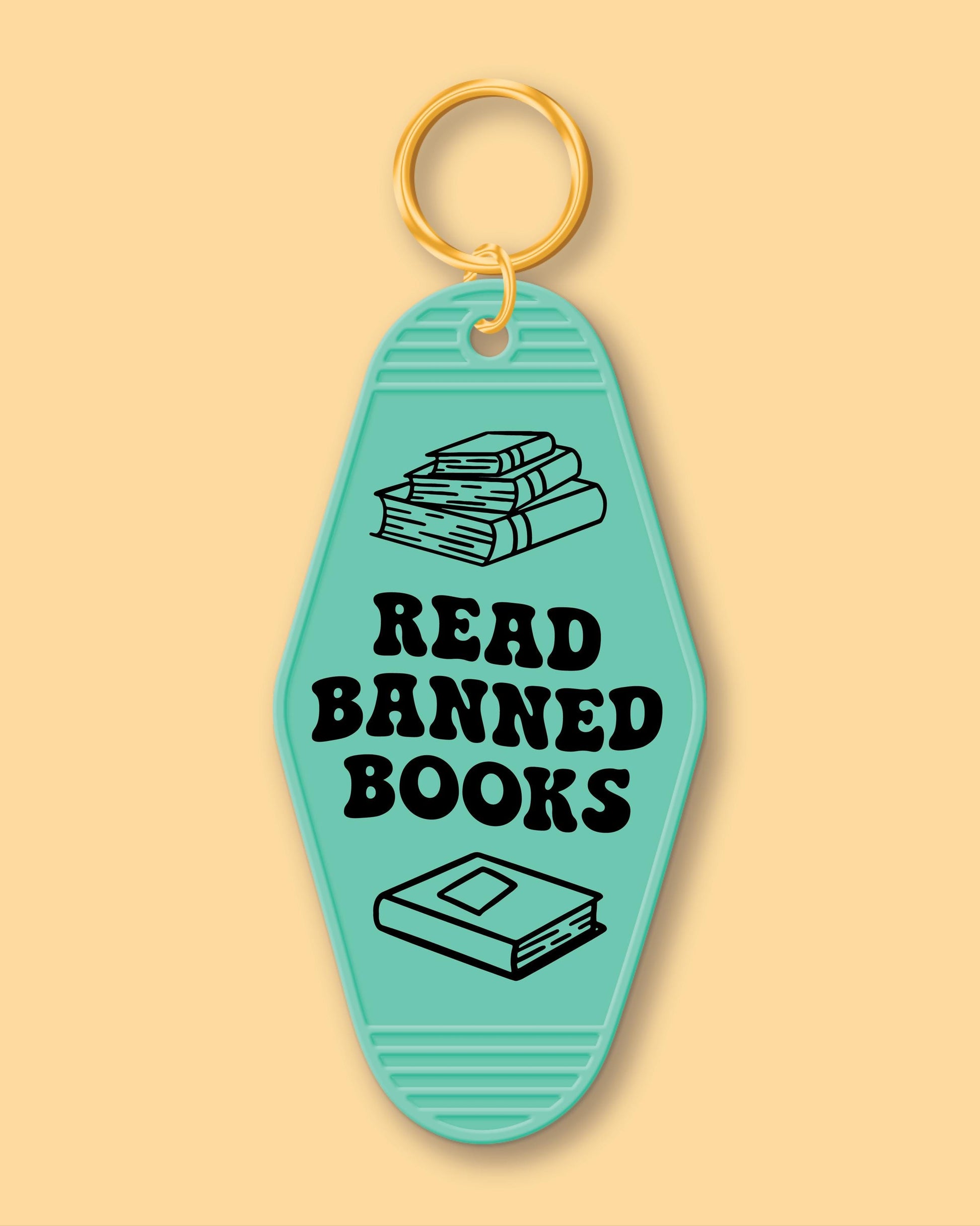 Read Banned Books Keychain, Bookish Keychain, Book Keychain, Bookish Gifts, Gifts for Readers, Motel Keychain, Hotel Keychain, Books, Retro