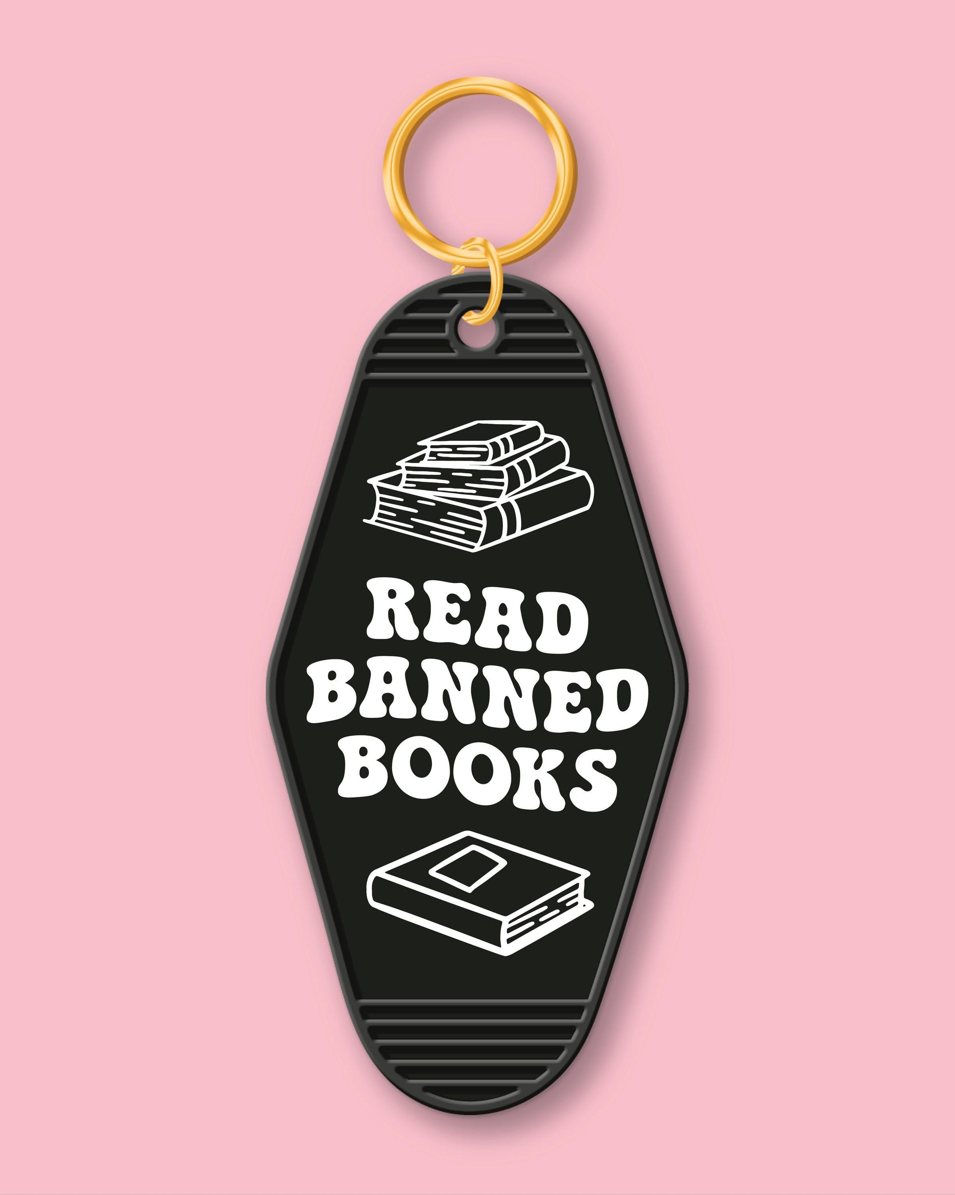 Read Banned Books Keychain, Bookish Keychain, Book Keychain, Bookish Gifts, Gifts for Readers, Motel Keychain, Hotel Keychain, Books, Retro