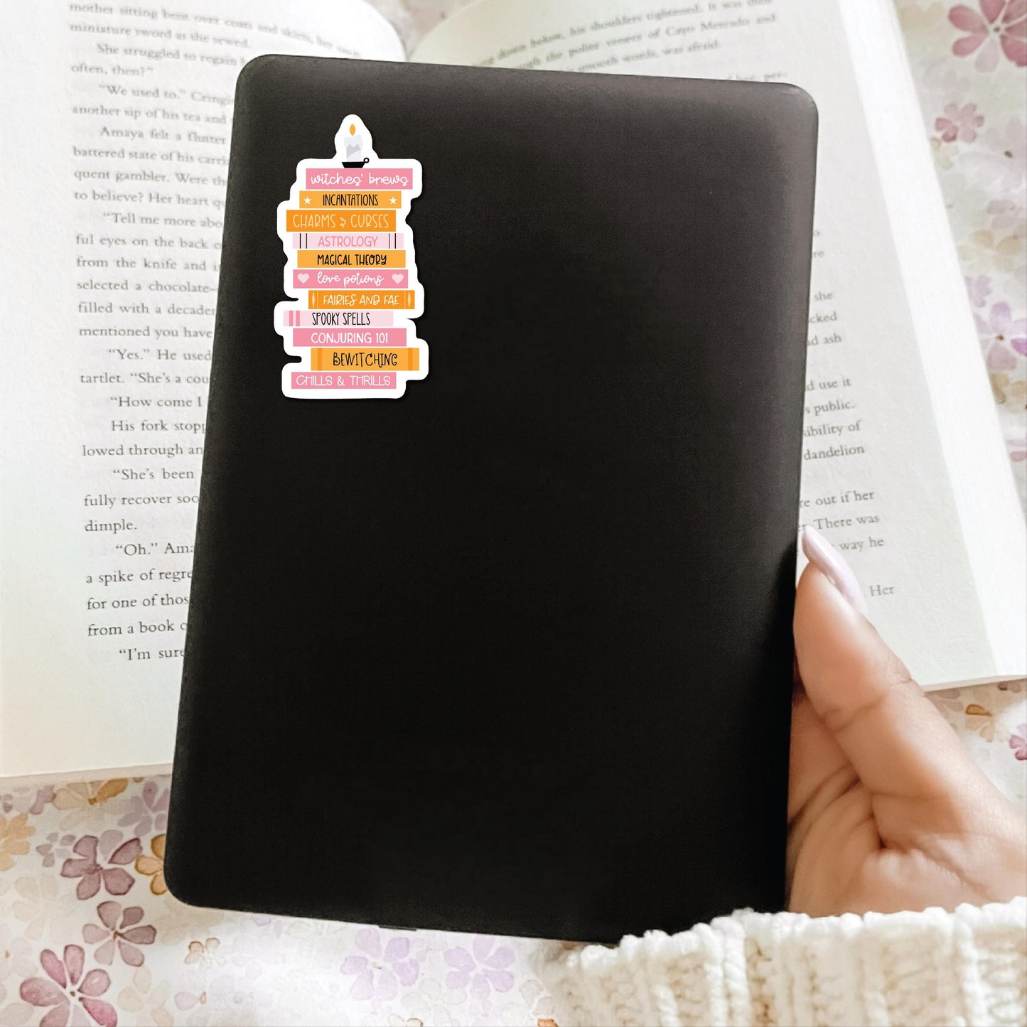 Halloween Book Stack Sticker, Bookish Sticker, Kindle Decal, Gifts for Book Lovers, Laptop Decal, Waterproof, Spooky Season, Spell Books