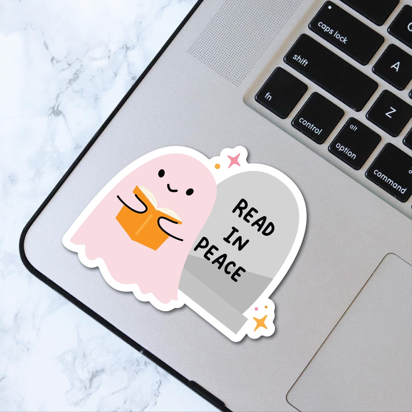 Halloween Read in Peace Sticker, Bookish Sticker, Kindle Decal, Gifts for Book Lovers, Laptop Decal, Waterproof, Spooky Season, Cute Ghost