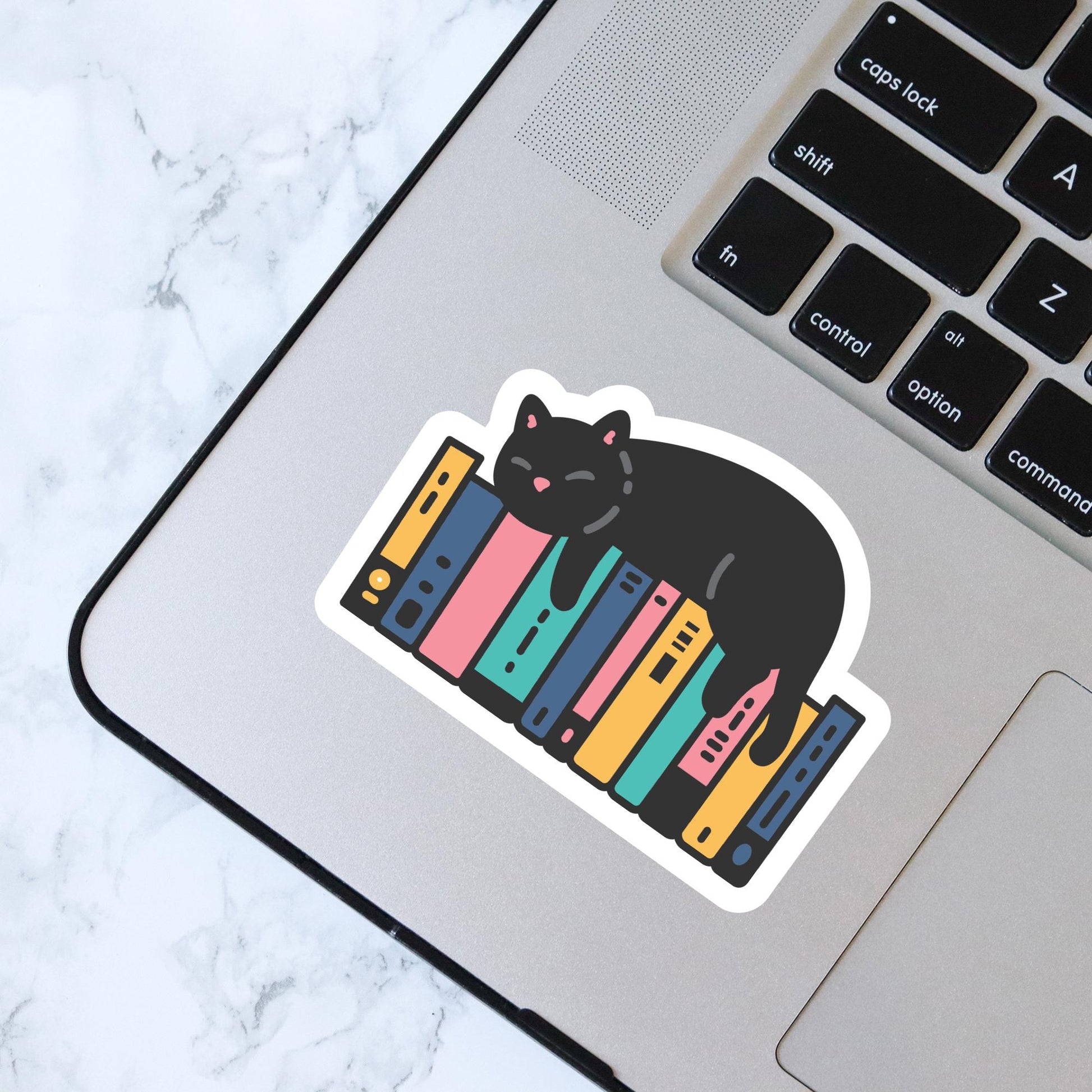 Cat and Books, Bookish Sticker, Kindle Decal, Gifts for Book Lovers, Laptop Decal, Waterproof, Kindle Sticker, Book Club, Cat