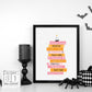 Halloween Book Stack Digital Art Print, Spooky Season, Printable Decor, Books