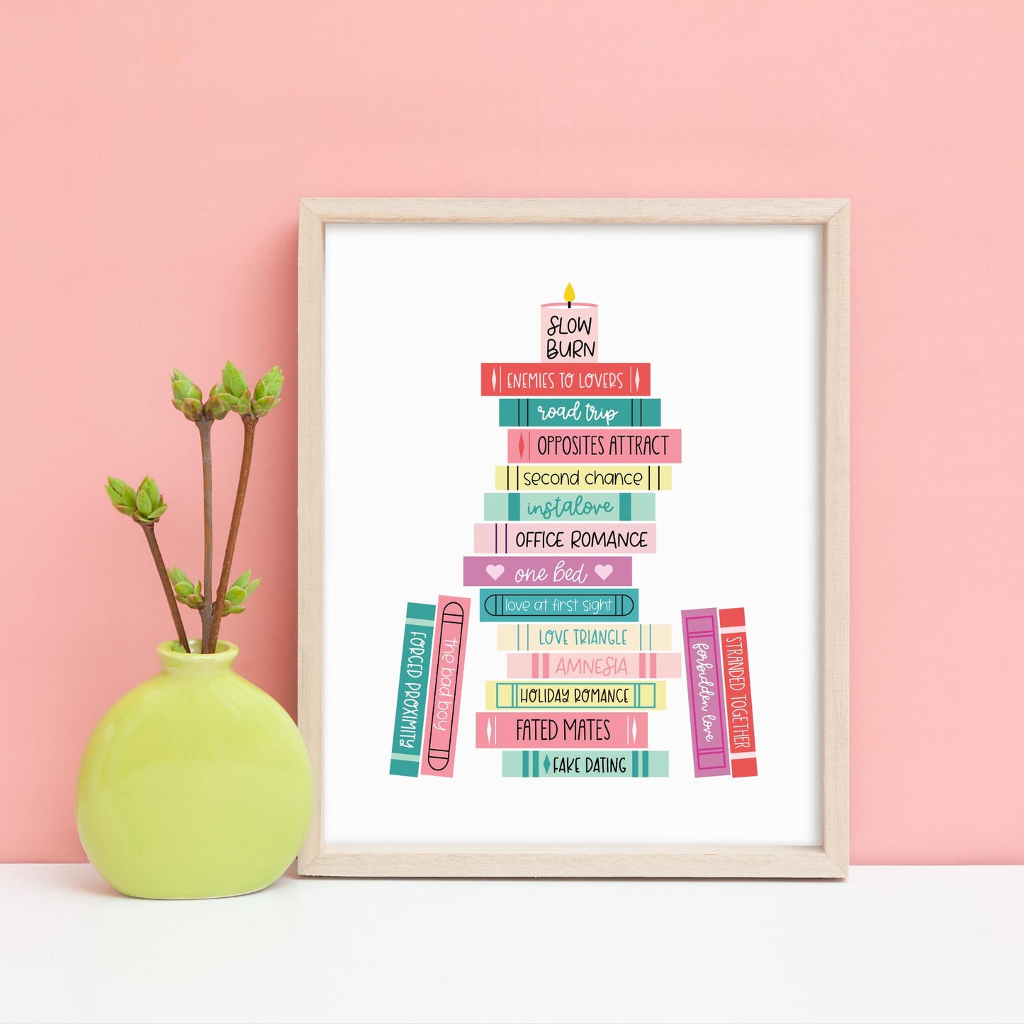 Romance Tropes Digital Art Print, Bookish Prints, Bookish Gifts, Gifts for Readers, Book Lover Gift, Romance Books, Printable Art, Wall Art