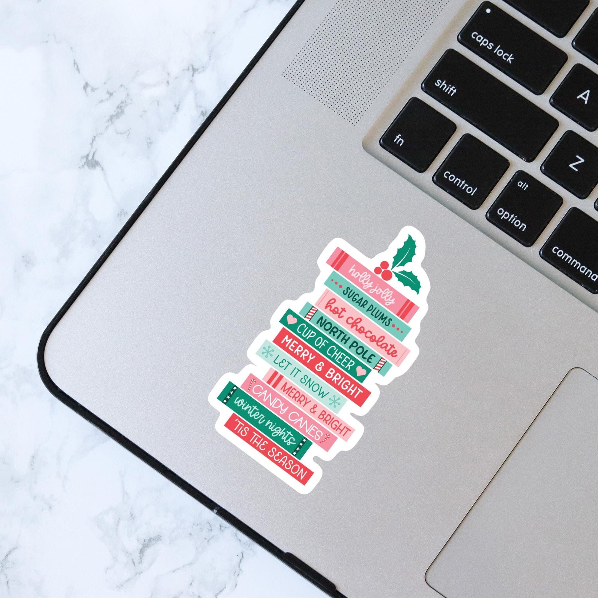 Christmas Books, Book Stack Sticker, Bookish Sticker, Kindle Decal, Gifts for Book Lovers, Laptop Decal, Waterproof, Holiday, Christmas Gift
