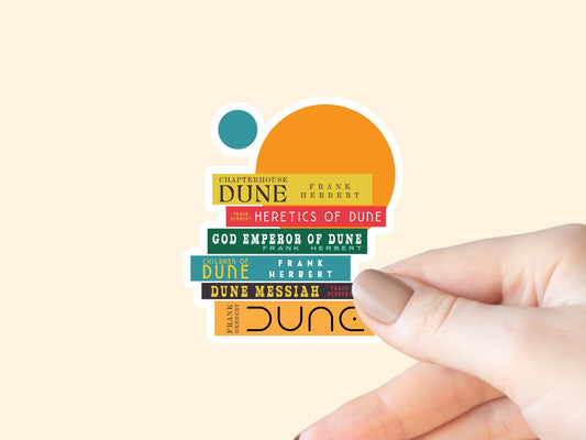 Dune Book Stack Sticker, Bookish Sticker, Kindle Decal, Gifts for Book Lovers, Laptop Decal, Waterproof, Science Fiction, Sci-Fi