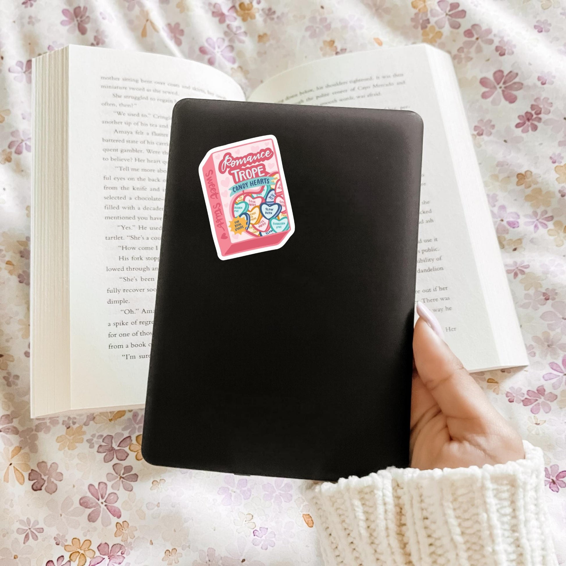 Romance Tropes Conversation Hearts, Candy Hearts, Bookish Sticker, Kindle Decal, Gifts for Book Lovers, Laptop Decal, Waterproof, Romance