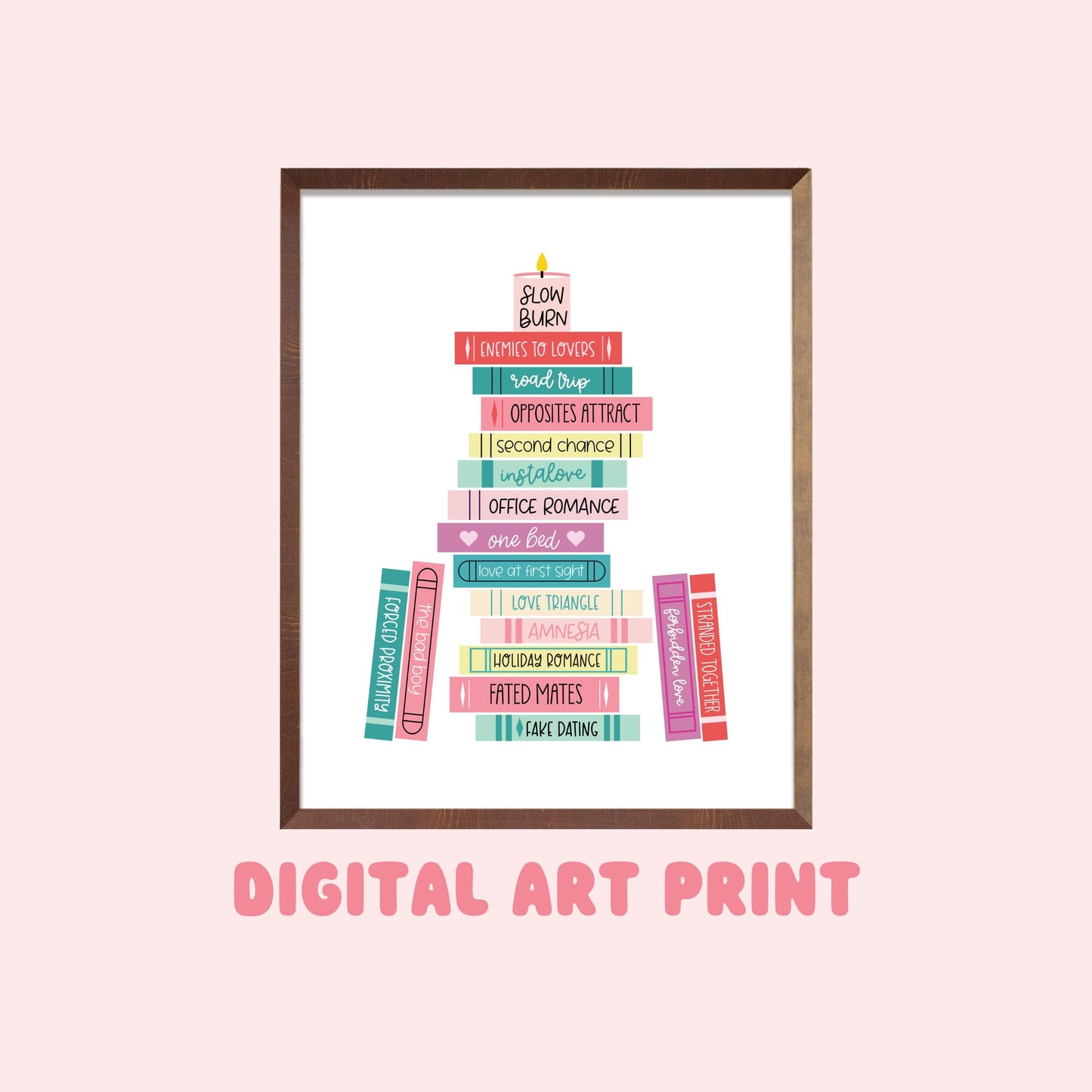 Romance Tropes Digital Art Print, Bookish Prints, Bookish Gifts, Gifts for Readers, Book Lover Gift, Romance Books, Printable Art, Wall Art