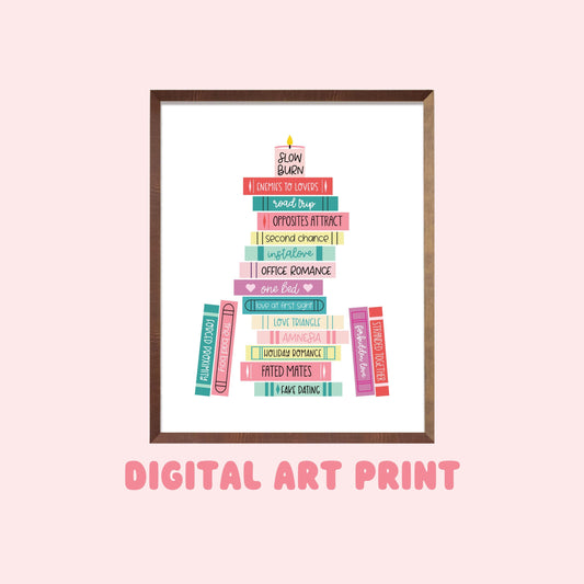 Romance Tropes Digital Art Print, Bookish Prints, Bookish Gifts, Gifts for Readers, Book Lover Gift, Romance Books, Printable Art, Wall Art