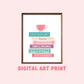 Jane Austen Book Stack Digital Art Print, Bookish Gifts for Readers, Printable Decor, Wall Art