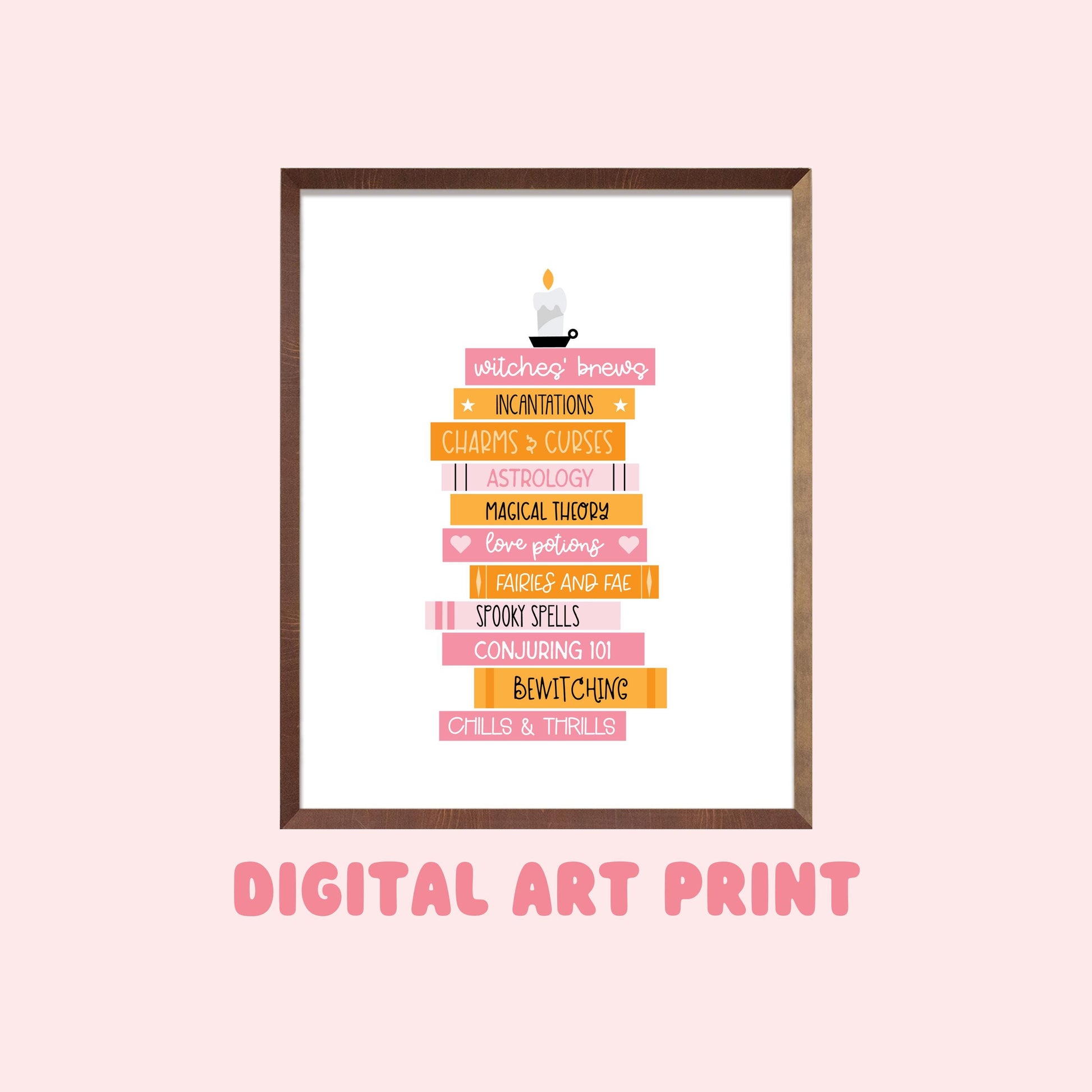 Halloween Book Stack Digital Art Print, Spooky Season, Printable Decor, Books