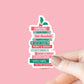 Christmas Books, Book Stack Sticker, Bookish Sticker, Kindle Decal, Gifts for Book Lovers, Laptop Decal, Waterproof, Holiday, Christmas Gift