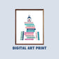 Classics Book Stack Digital Art Print, Bookish Prints, Gifts for Readers, Printable Decor, Wall Art
