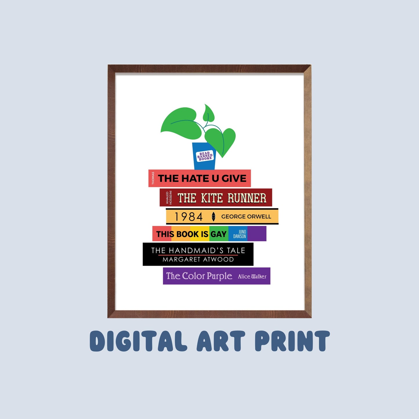Banned Books Digital Art Print, Bookish Printables, Gifts for Readers, Book Lover Gift, Classroom Art