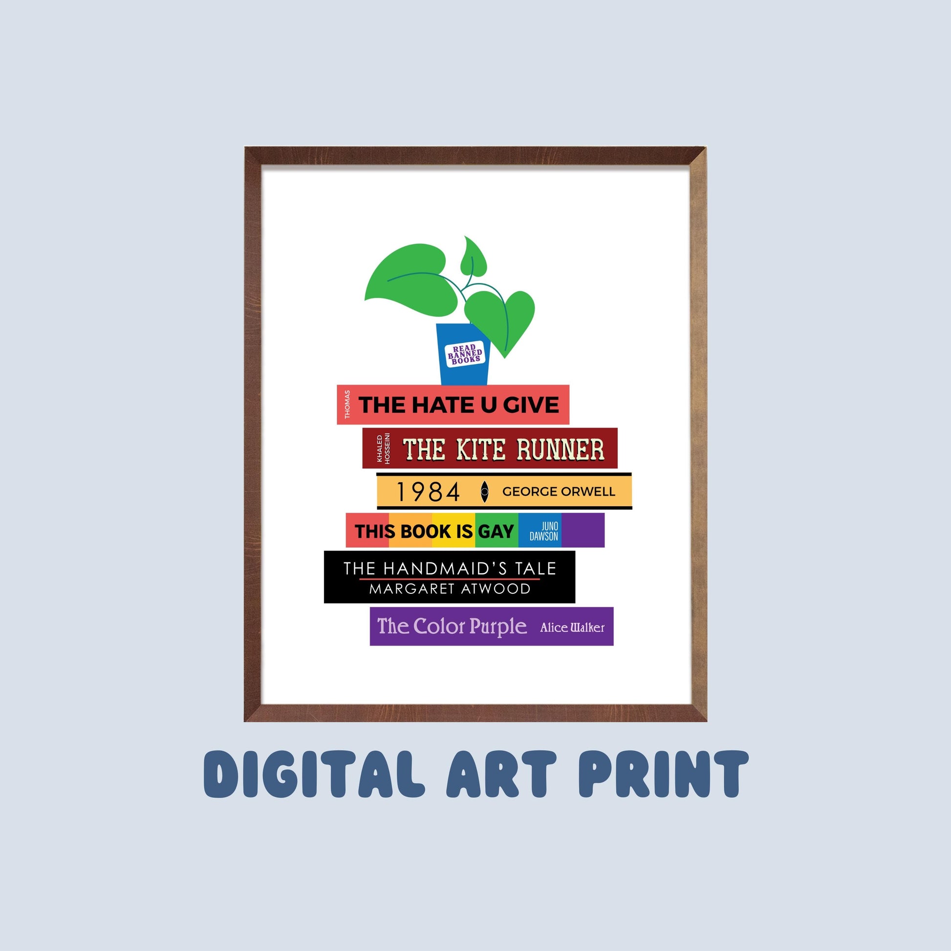 Banned Books Digital Art Print, Bookish Printables, Gifts for Readers, Book Lover Gift, Classroom Art