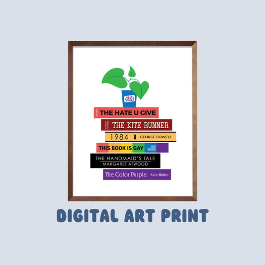 Banned Books Digital Art Print, Bookish Printables, Gifts for Readers, Book Lover Gift, Classroom Art
