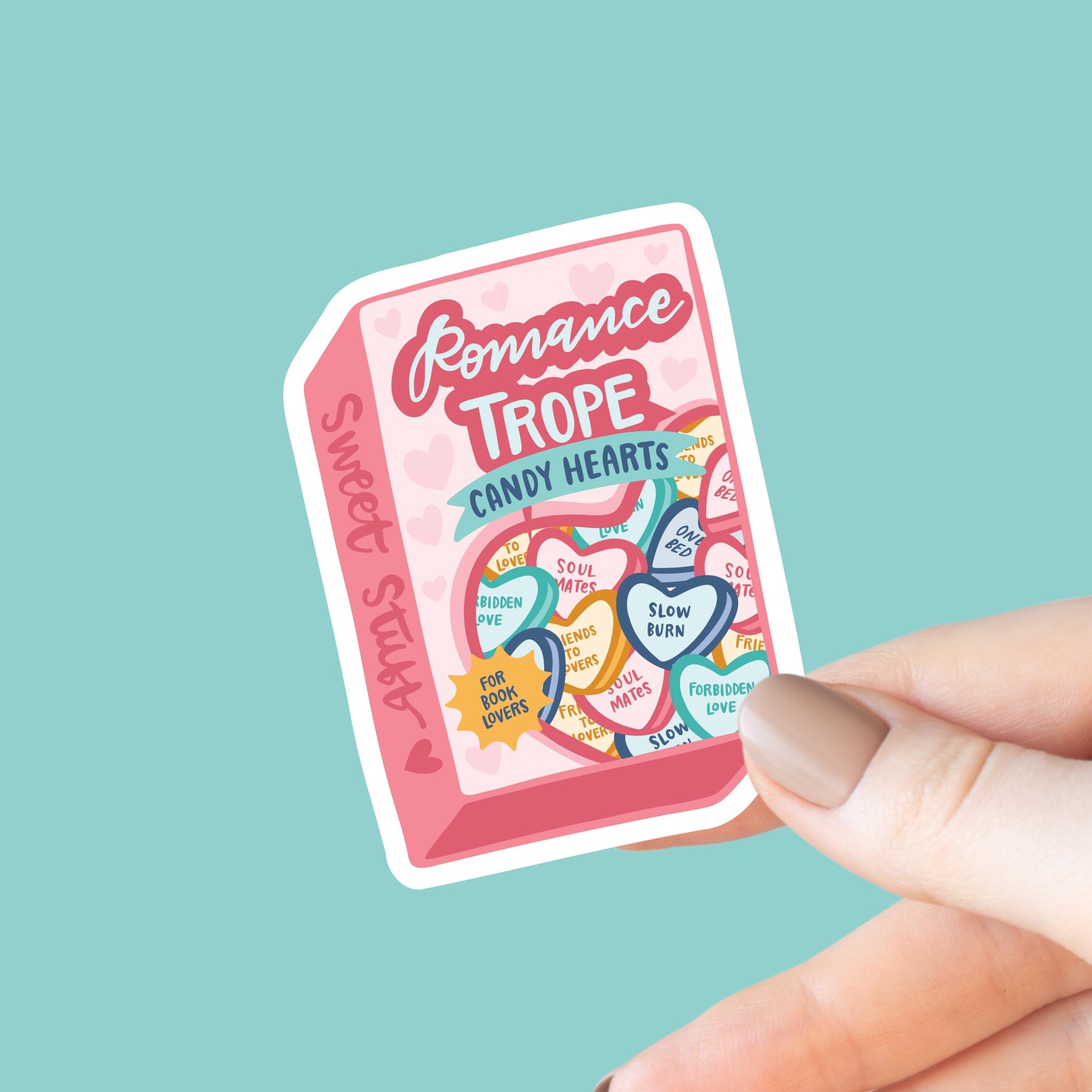 Romance Tropes Conversation Hearts, Candy Hearts, Bookish Sticker, Kindle Decal, Gifts for Book Lovers, Laptop Decal, Waterproof, Romance