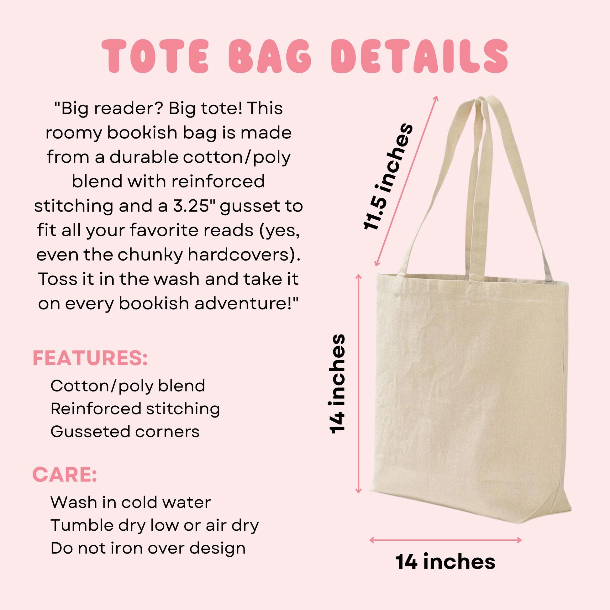 Pink Just One More Chapter Tote Bag, Bookish Gifts for Readers, Bookworm