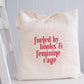 Fueled by Books and Feminine Rage Tote Bag, Bookish Tote Bag, Gifts for Readers, Book Lover Gift, Canvas Tote Bag, Bookworm, Feminist