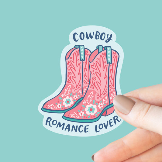 Cowboy Romance Lover, Bookish Sticker, Kindle Decal, Gifts for Book Lovers, Laptop Decal, Waterproof, Library, Kindle Sticker, Reader Gifts
