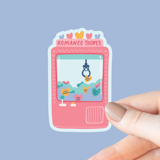 Romance Tropes Claw Machine, Bookish Sticker, Kindle Decal, Gifts for Book Lovers, Laptop Decal, Waterproof, Library, Kindle Sticker, Reader