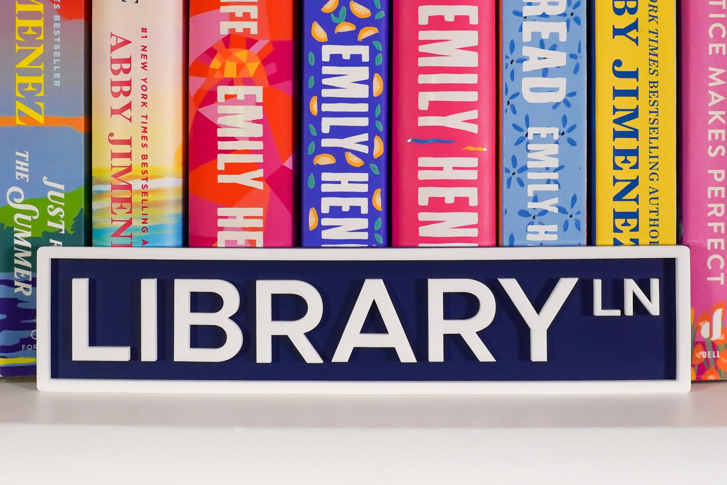 Library Lane Street Sign, Bookshelf Decor, Book Gifts, Gifts for Readers, Shelf Sitter, Bookshelf Decorations, Bookshelf Sign, Bookish, Ln