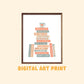 Cozy Book Stack Digital Art Print, Gifts for Readers, Book Lover Gift, Printable Decor