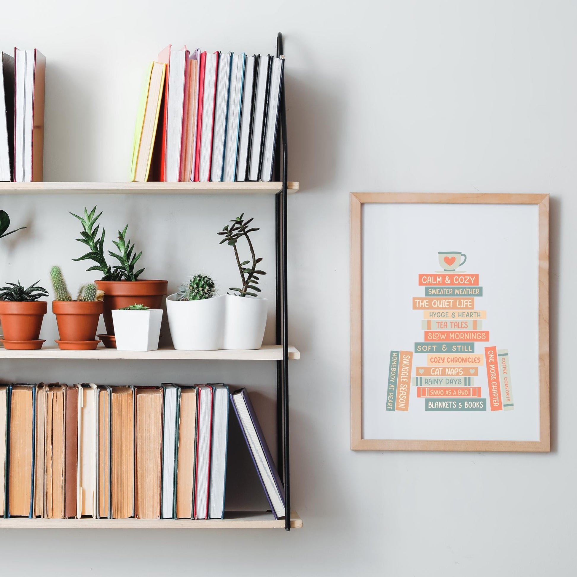 Cozy Book Stack Digital Art Print, Gifts for Readers, Book Lover Gift, Printable Decor