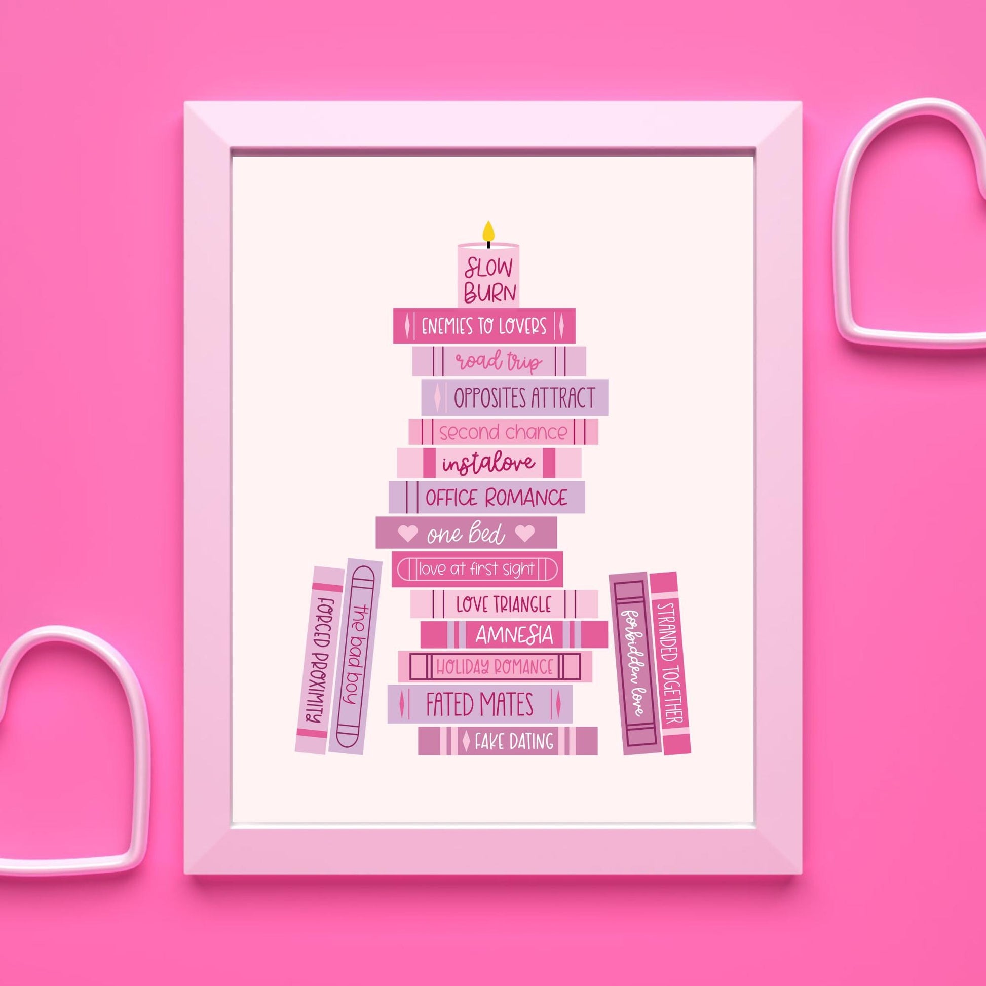Romance Tropes Digital Art Print, Bookish Prints, Bookish Gifts, Gifts for Readers, Book Lover Gift, Romance Books, Printable Art, Wall Art