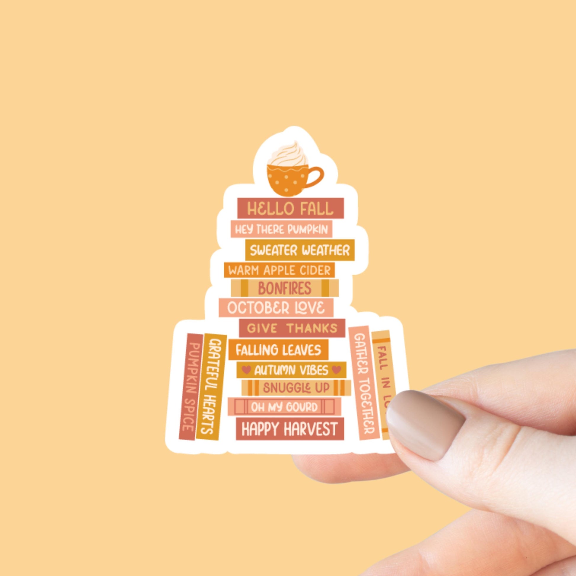 Fall Books Sticker, Bookish Sticker, Kindle Decal, Gifts for Book Lovers, Laptop Decal, Fall Book Stack, Fall Gifts, Cozy Books, Autumn