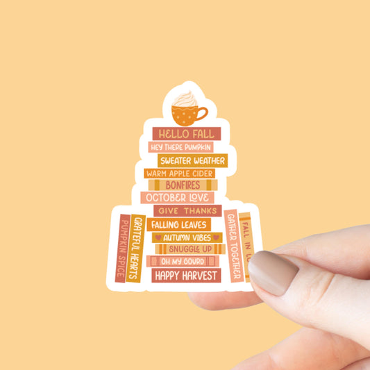 Fall Books Sticker, Bookish Sticker, Kindle Decal, Gifts for Book Lovers, Laptop Decal, Fall Book Stack, Fall Gifts, Cozy Books, Autumn