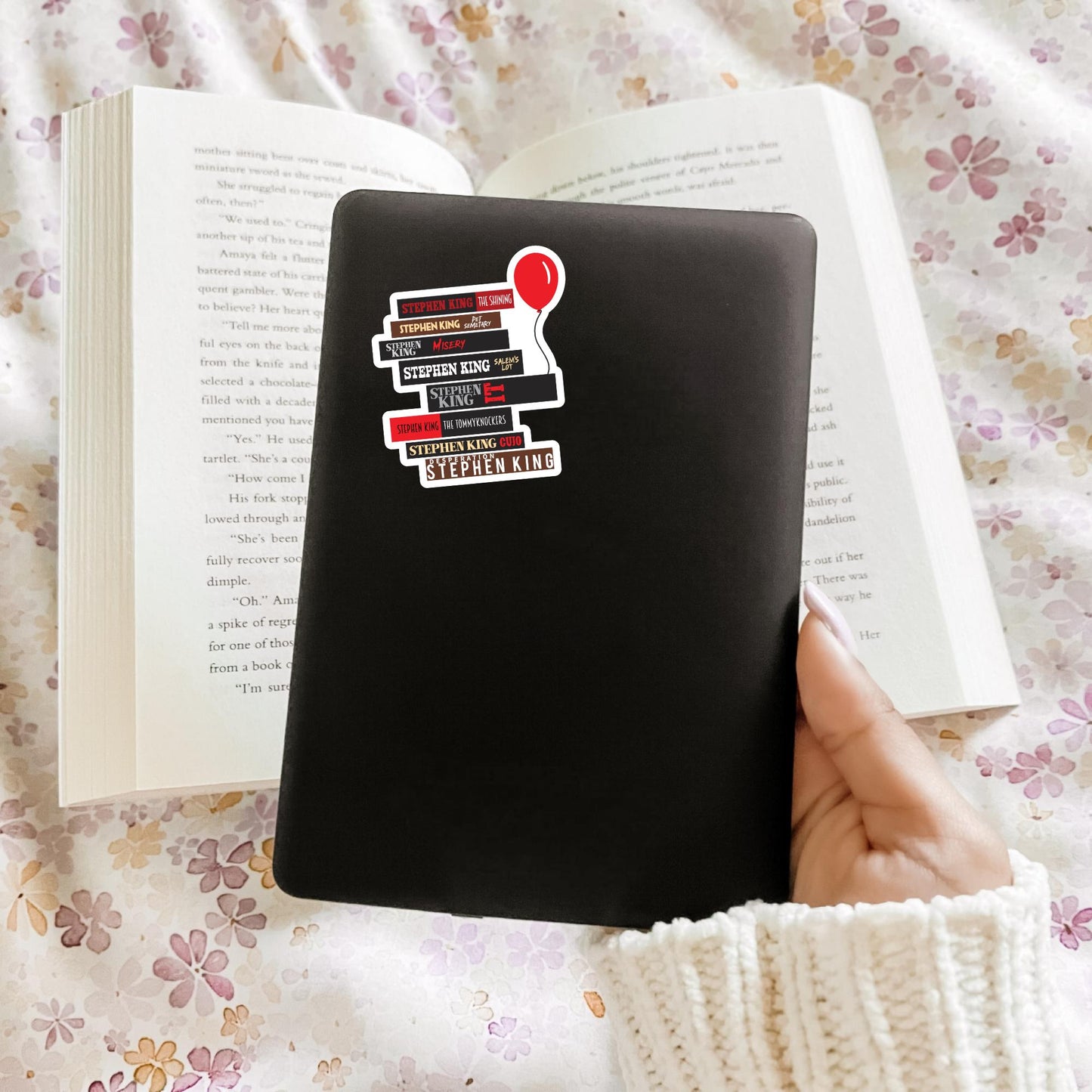 Stephen King Book Stack Sticker, Bookish Sticker, Kindle Decal, Gifts for Book Lovers, Laptop Decal, Waterproof, Horror, Thriller, Scary