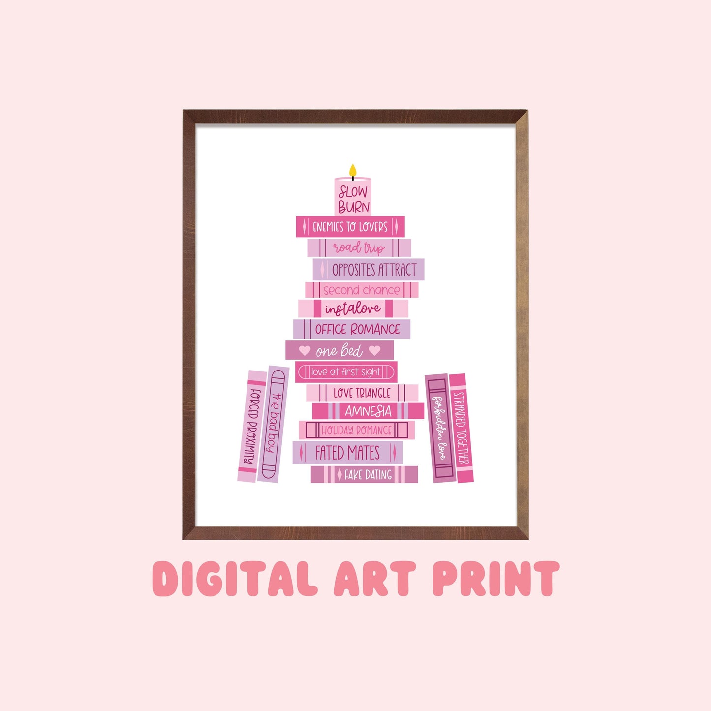 Romance Tropes Digital Art Print, Bookish Prints, Bookish Gifts, Gifts for Readers, Book Lover Gift, Romance Books, Printable Art, Wall Art