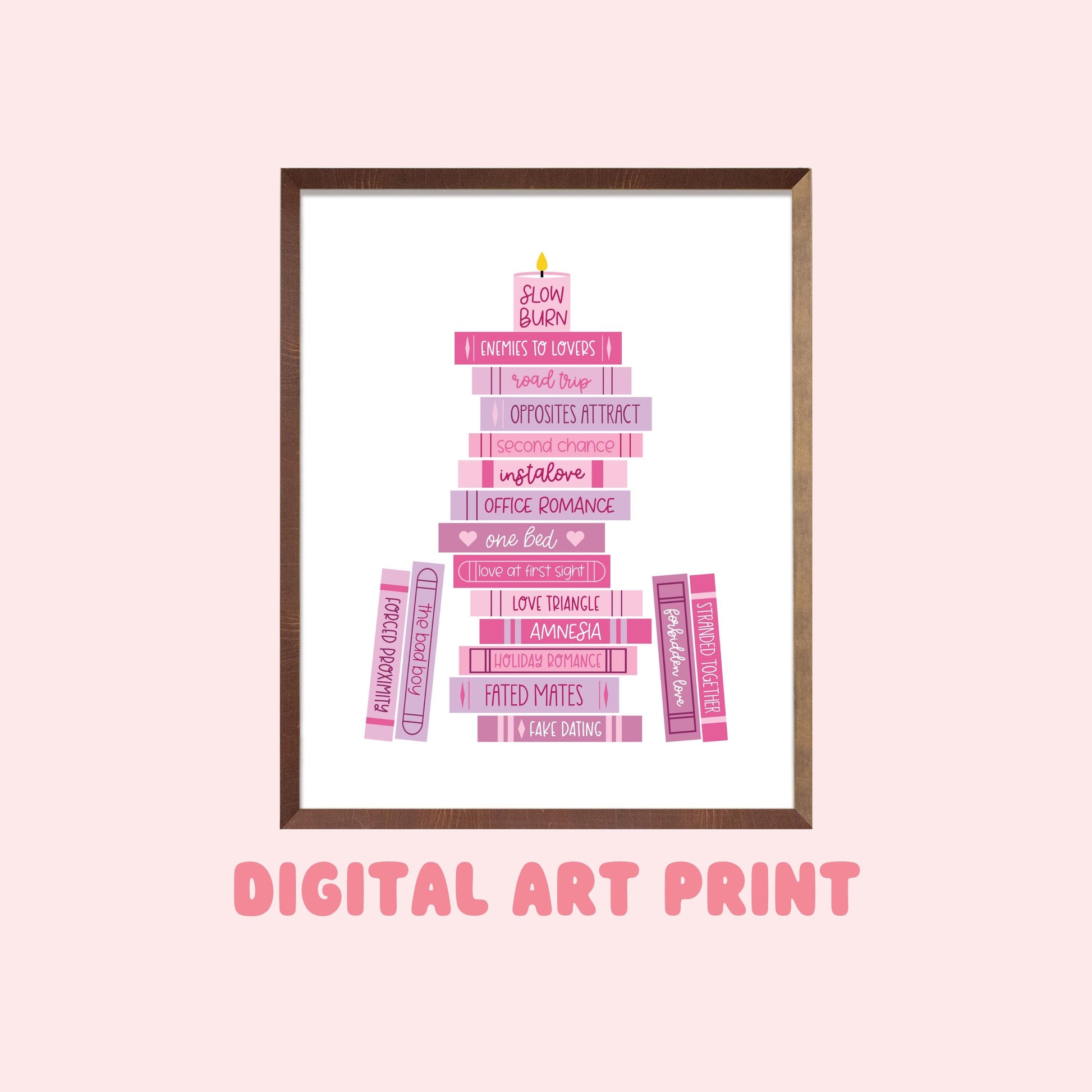 Romance Tropes Digital Art Print, Bookish Prints, Bookish Gifts, Gifts for Readers, Book Lover Gift, Romance Books, Printable Art, Wall Art