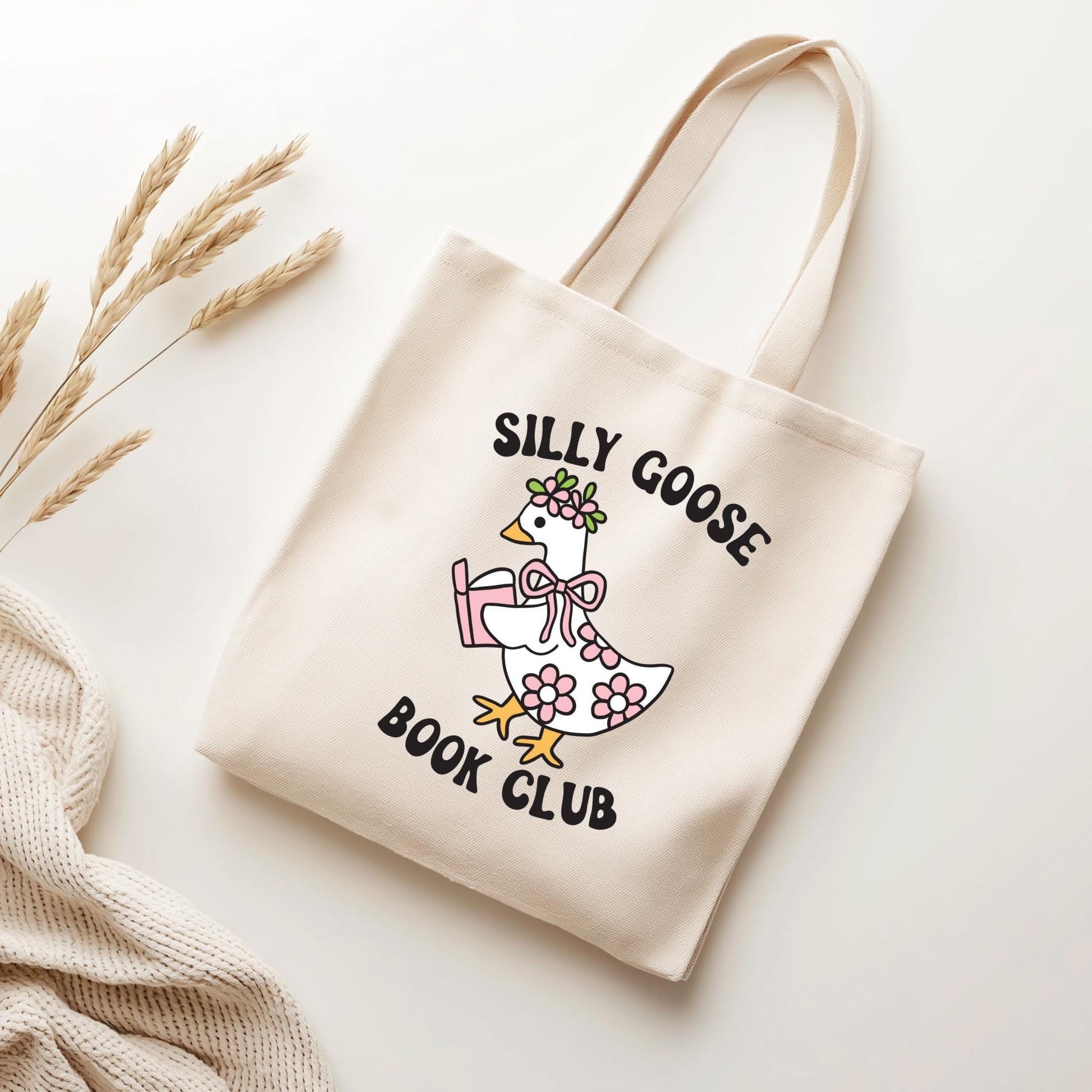 Silly Goose Book Club Tote Bag, Bookish Tote Bag, Gifts for Readers, Book Lover Gift, Canvas Tote Bag, Bookworm