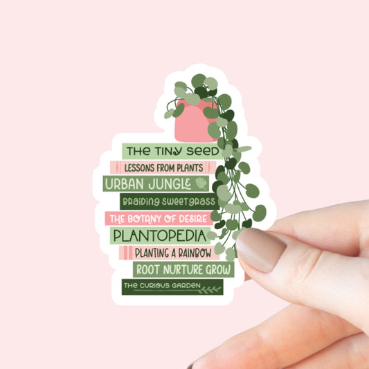 Plants & Books Sticker, Bookish Sticker, Kindle Decal, Gifts for Book Lovers, Laptop Decal, Waterproof, Book Club Gifts, Plant Lover