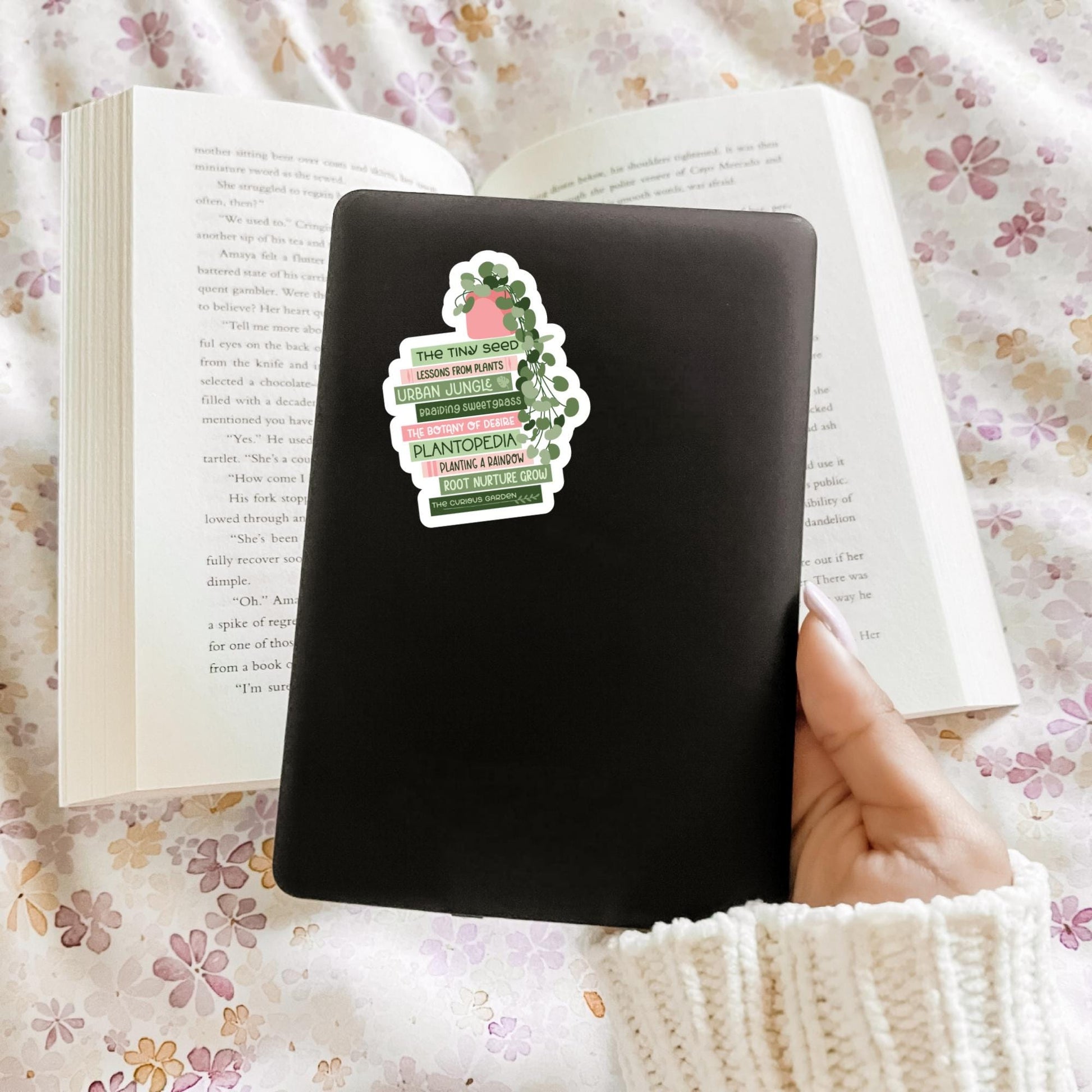 Plants & Books Sticker, Bookish Sticker, Kindle Decal, Gifts for Book Lovers, Laptop Decal, Waterproof, Book Club Gifts, Plant Lover