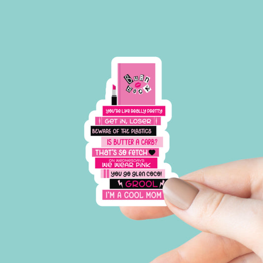 Mean Girls Book Stack Sticker, Bookish Sticker, Kindle Decal, Gifts for Book Lovers, Laptop Decal, Waterproof, Library, 2000s, Movies