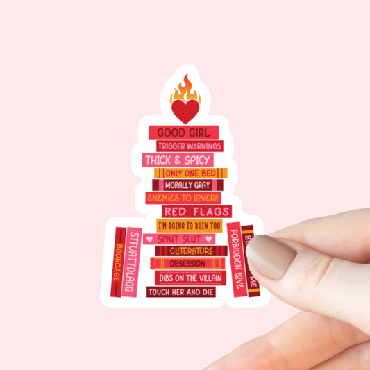 Smut Book Stack, Bookish Sticker, Kindle, Gifts for Book Lovers, Waterproof, Kindle Sticker, Laptop Sticker, Romance Books, Romantasy, Spicy