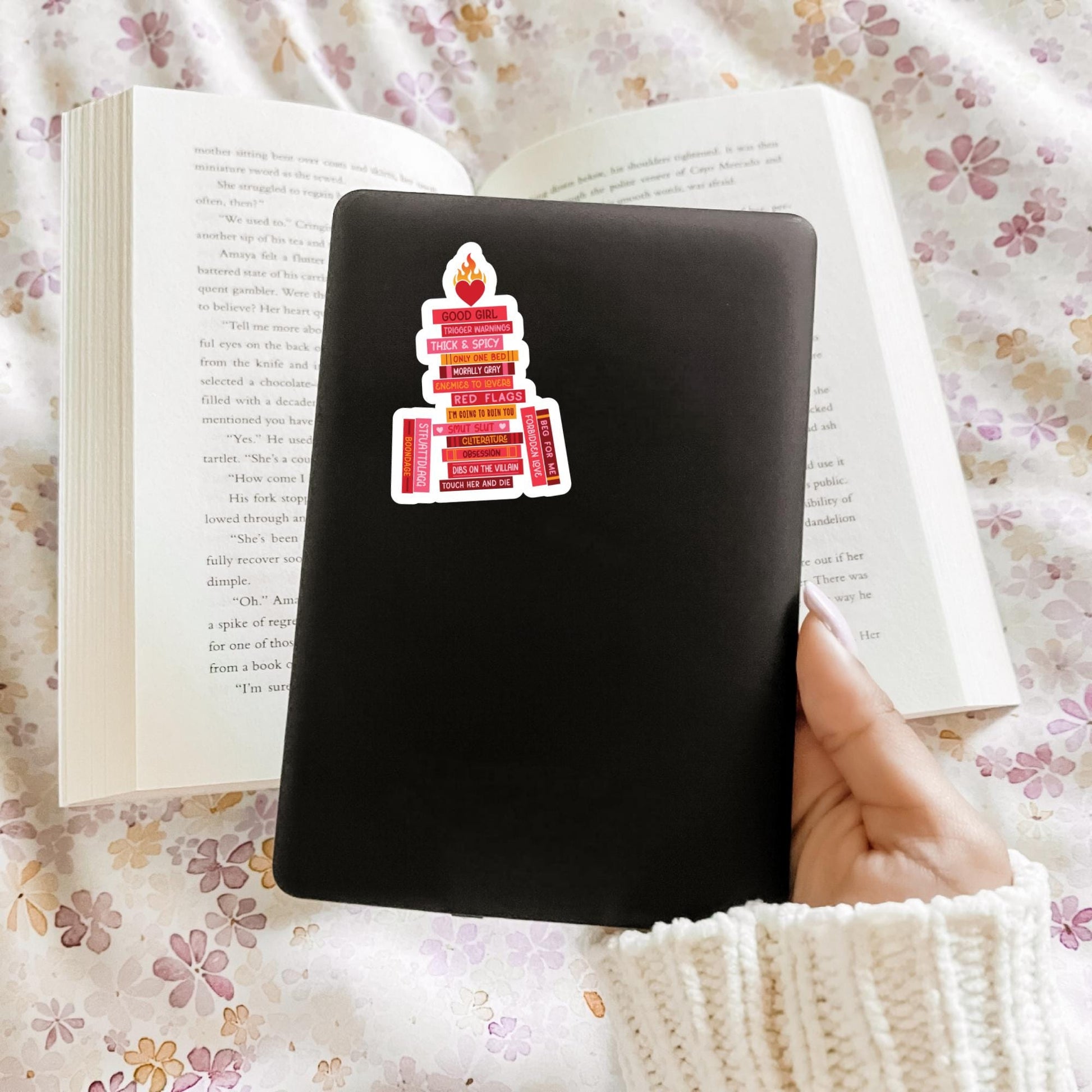 Smut Book Stack, Bookish Sticker, Kindle, Gifts for Book Lovers, Waterproof, Kindle Sticker, Laptop Sticker, Romance Books, Romantasy, Spicy