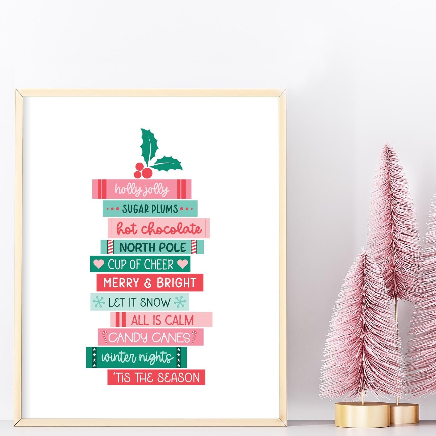 Christmas Book Stack Digital Art Print, Books, Printable Art, Bookish Prints, Gifts for Readers, Book Lover Gift, Wall Art, Holiday Gifts