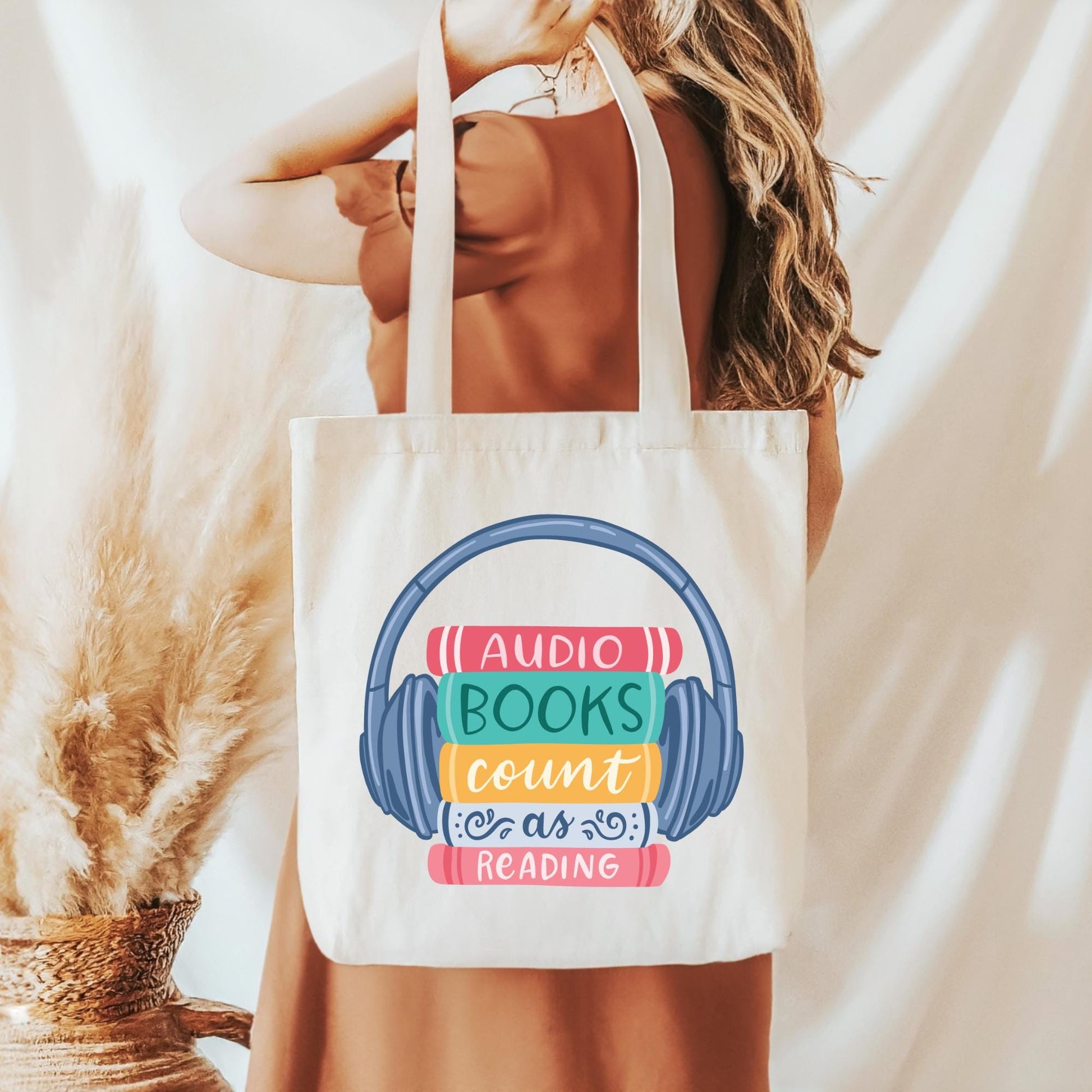 Audiobooks Count as Reading Tote Bag, Bookish Tote Bag, Gifts for Readers, Book Lover Gift, Canvas Tote Bag, Bookworm
