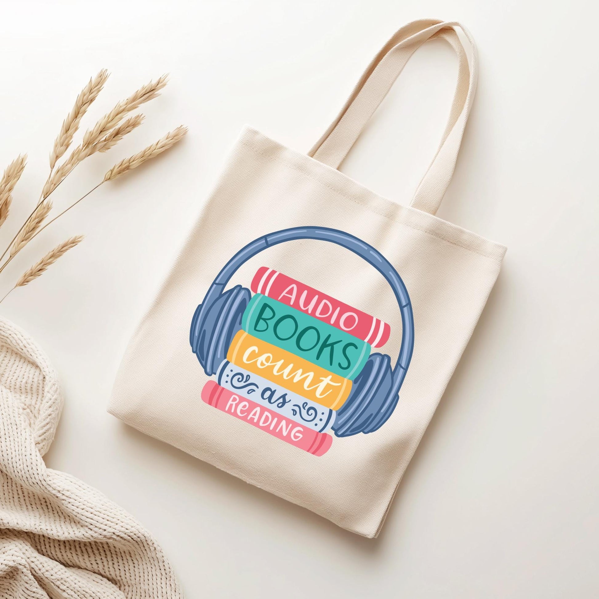 Audiobooks Count as Reading Tote Bag, Bookish Tote Bag, Gifts for Readers, Book Lover Gift, Canvas Tote Bag, Bookworm