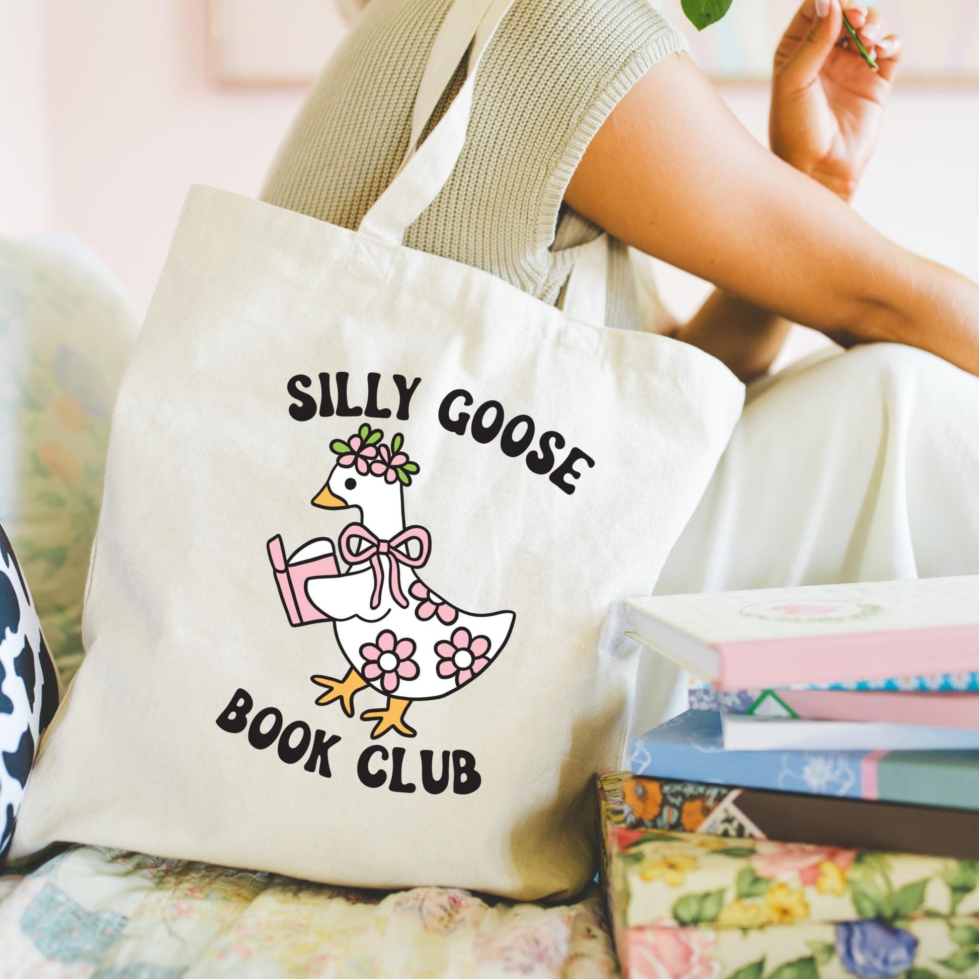 Silly Goose Book Club Tote Bag, Bookish Tote Bag, Gifts for Readers, Book Lover Gift, Canvas Tote Bag, Bookworm