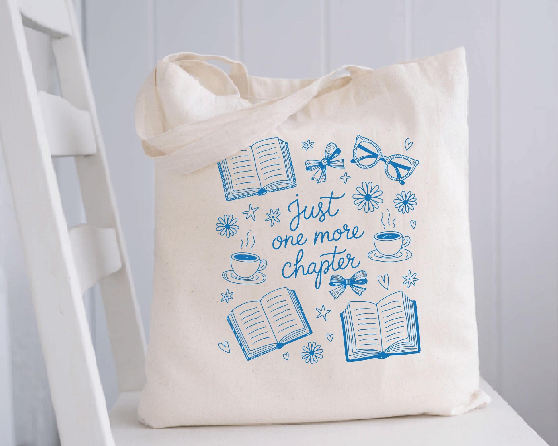 Pink Just One More Chapter Tote Bag, Bookish Gifts for Readers, Bookworm