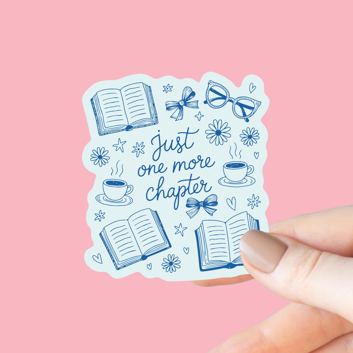 Just One More Chapter Sticker, Kindle or Laptop Decal, Gifts for Book Lovers, Waterproof