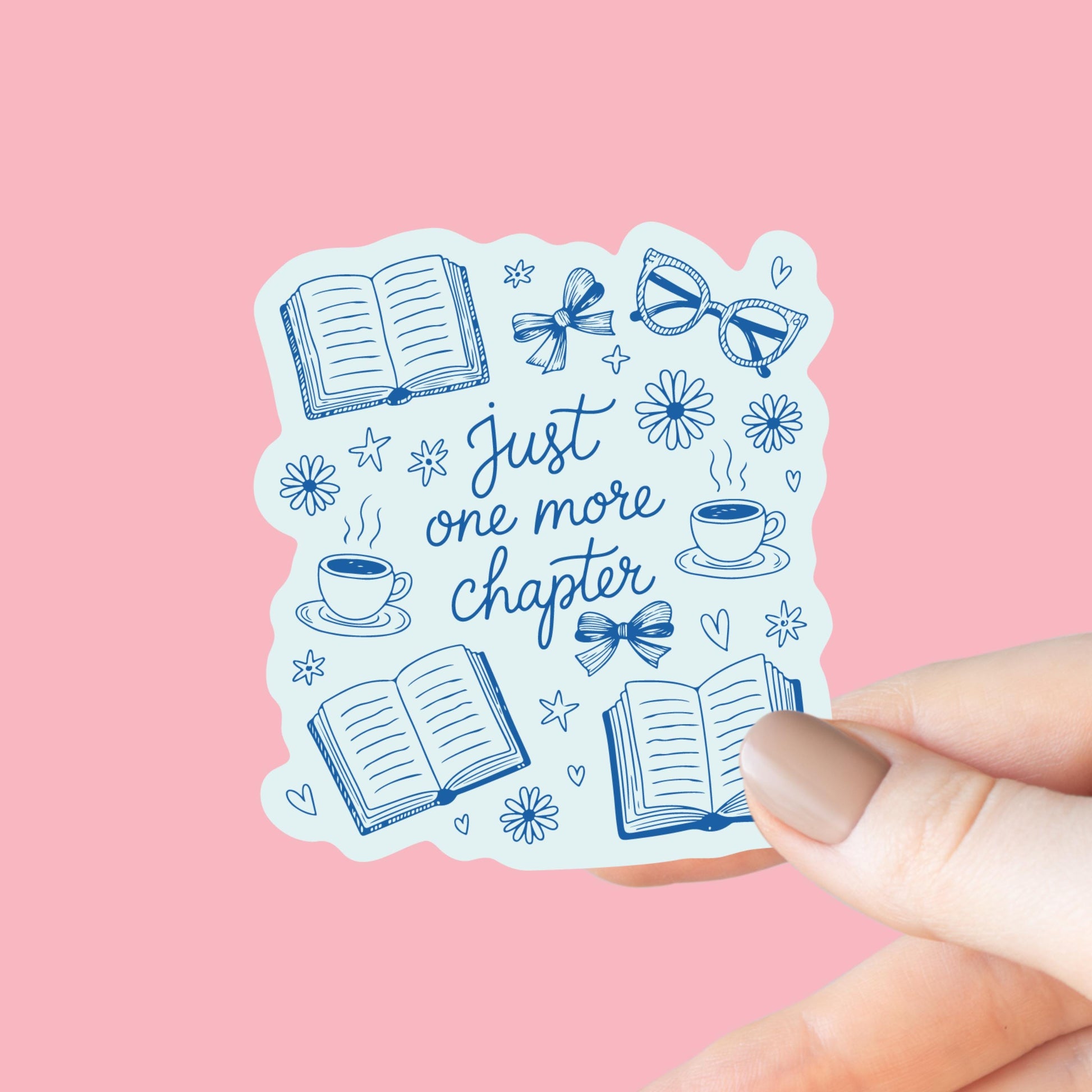 Just One More Chapter Sticker, Kindle or Laptop Decal, Gifts for Book Lovers, Waterproof