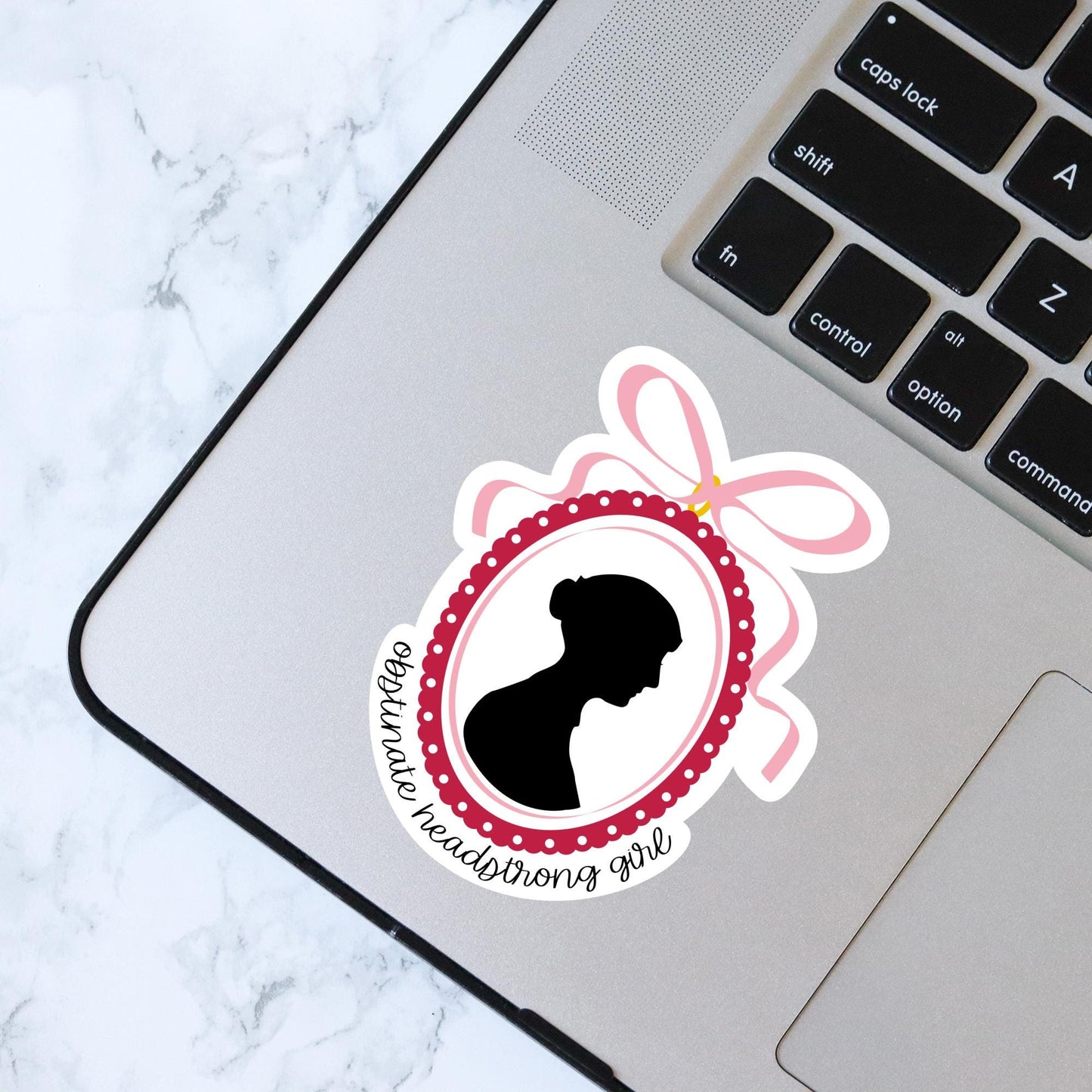 Obstinate Headstrong Girl Sticker, Jane Austen, Pride & Prejudice, Kindle or Laptop Decal, Gifts for Book Lovers, Waterproof