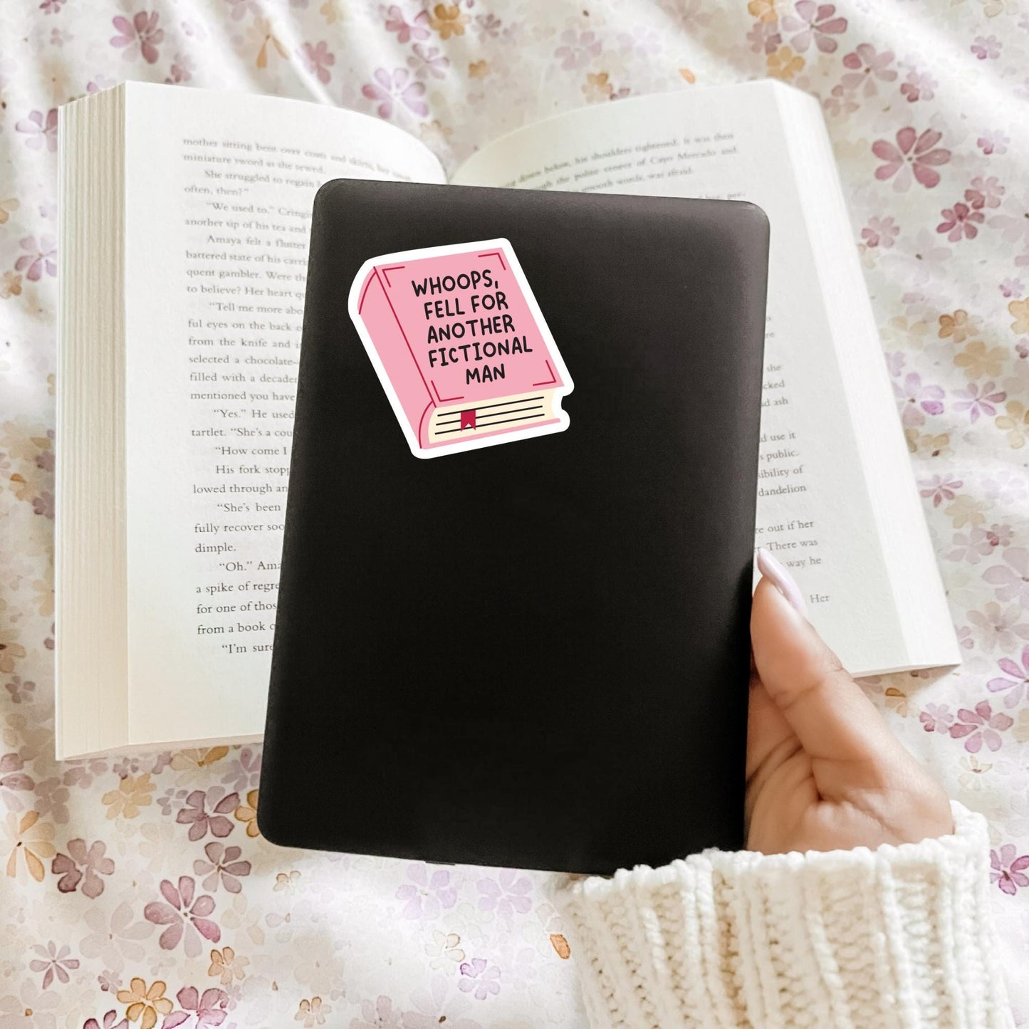Whoops Fell for Another Fictional Man Sticker, Kindle Laptop Decal, Gifts for Book Lovers, Waterproof