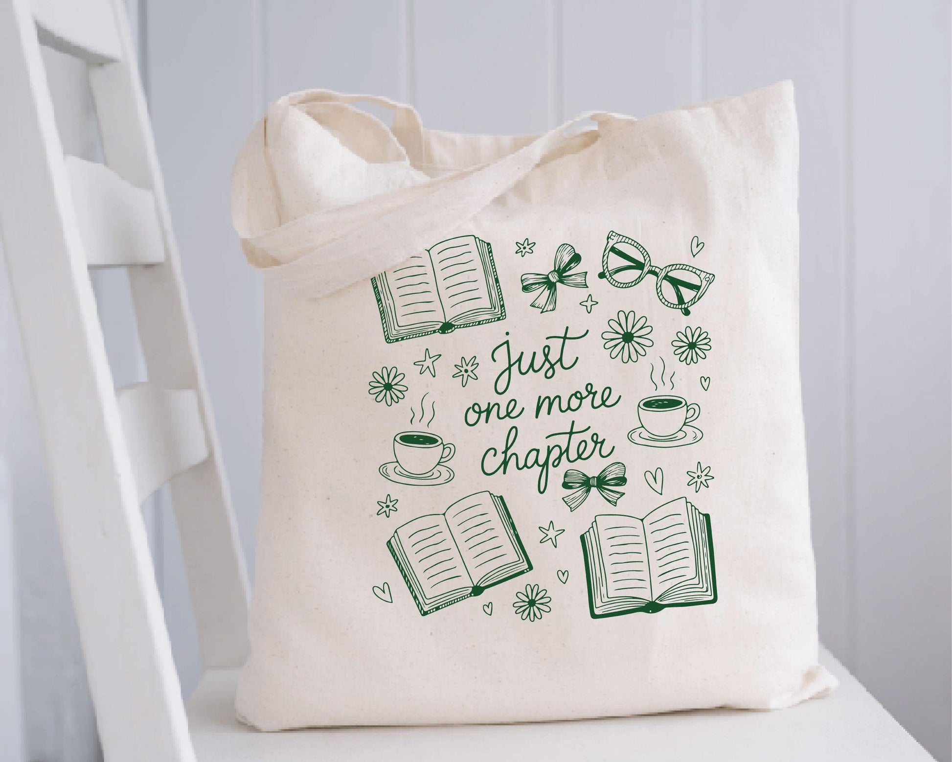 Pink Just One More Chapter Tote Bag, Bookish Gifts for Readers, Bookworm